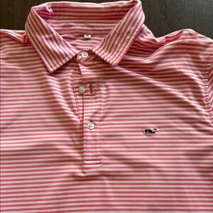 Vineyard Vines Pink & White Striped Performance Polo